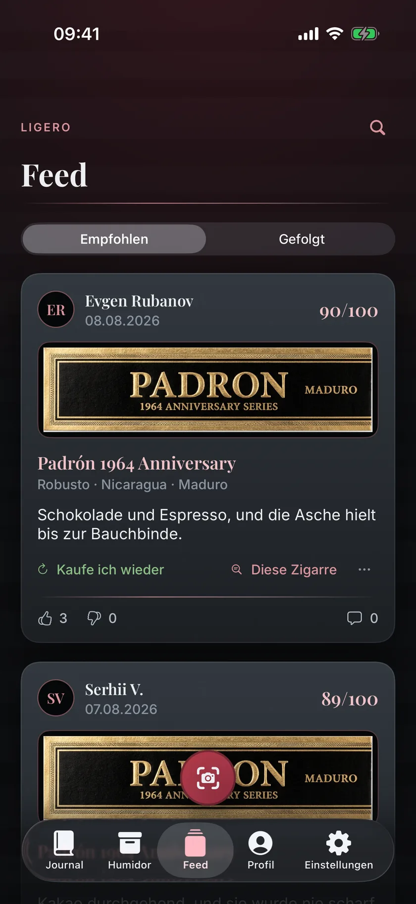 Feed von Ligero: veröffentlichte Verkostungen mit Bauchbinde, Bewertung und Urteil